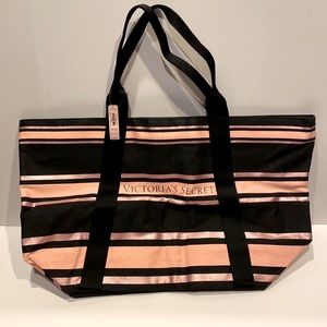 NWT Victoria’s Secret Sequined Black Pink Canvas Tote